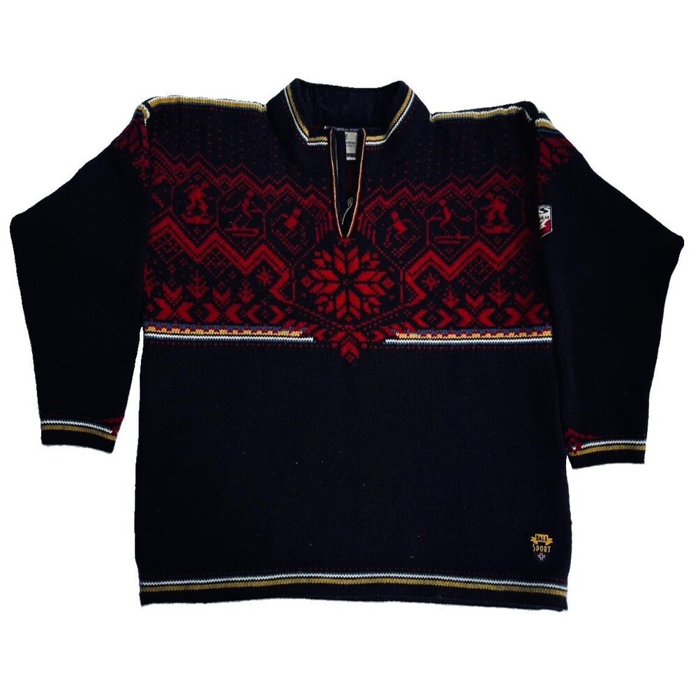 Dale Of Norway Wool Sweater Olympic US Ski Zip 1990s M Rare Vintage Fair Isle